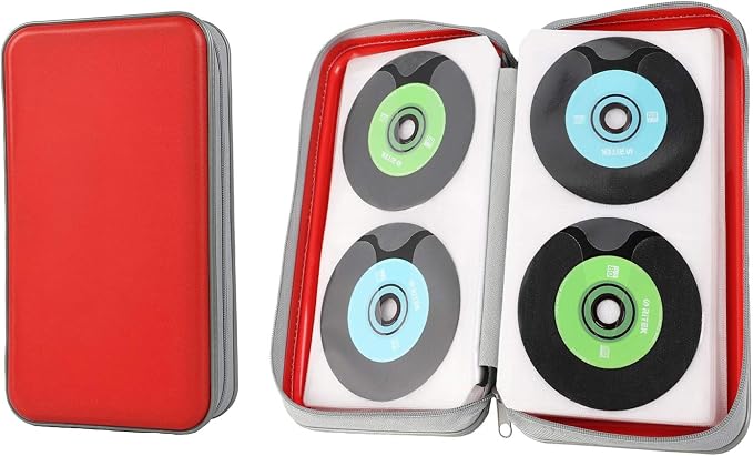 UENTIP CD Case,96 Capacity Hard Plastic DVD Case Holder for Car Home Travel | CD DVD Storage,Zipper Closure,Scratch-Resistant Sleeves,Stay Away Dust and Damp,Storage Music Video Gaming Discs Blu-ray