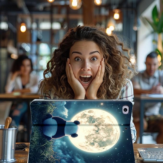 for Microsoft Surface Go 4/3/2/1-10.5" 2021 Tablet Case,Auto Wake/Sleep,Adjustable Stand Protective Cover - Panda Moon