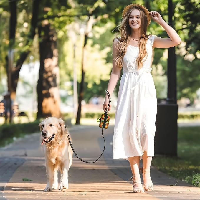 Mango Flower Pet Waste Bag Dispenser 0.2L | Portable Dog Poop Holder Waste Bag With Zipper Park Doggy Walking Accessory