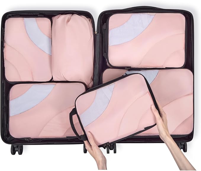 BAGSMART Compression Packing Cubes for Travel | Lightweight suitcase organizers bag set, space-saving double zipper expansion for carry-on luggage & travel organization