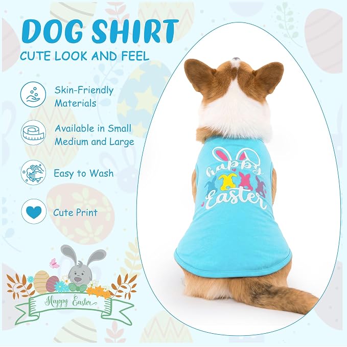 Dog Easter Outfit Shirt Soft Cotton Stretchy Lightweight Easter Dog Clothes Shirts Sleeveless Vest for Small Medium Large Dogs Cats