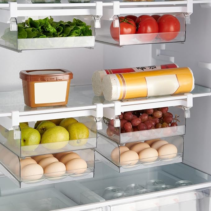 Fridge Organizer - Fridge Organizer Drawer | Refrigerator Organizer Bins | Fridge Shelf Holder Storage Box | Fridge Vegetable Pullout Container | Kitchen Storage And Organization Kitchen Storage Box