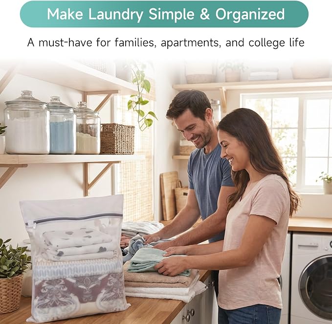 GOGOODA XL Mesh Laundry Bags, 4-Pack Large Wash Bags with Auto-Lock Zipper | for Sweaters & Delicates, Fine Mesh for Washing Machine