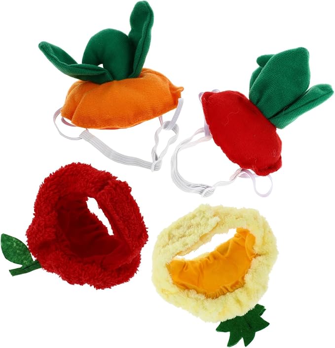 POPETPOP 4pcs Cute Pet Party Hat for Dogs and Cats, Fruit-Shaped Cloth Headwear with Fine Workmanship, Practical and Stylish Cosplay Accessory for Birthday and Festival Events