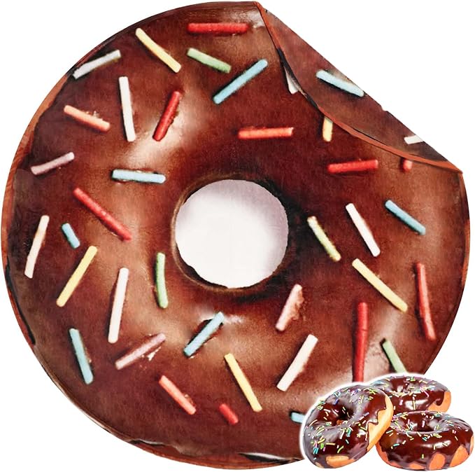 Bnuitland Brown Donut Blanket, 300 GSM Double Sided Giant Realistic Funny Gift Throw for Sofa Bed, Super Soft Novelty Food Blanket for Kids/Pets and Adults