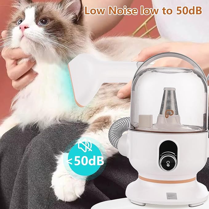 Hipicute Dog Grooming Vacuum Kit, 11Kpa Suction Power Pet Hair Vacuum for Shedding Grooming with 2L Large Capacity Hair Storage, 5 Professional Pet Grooming Tools for Dogs Cats