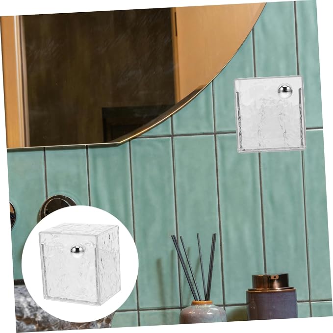 SOLUSTRE Cotton Pad Organizer Canister Box Wall-mounted Storage Holder for Makeup and Design for Easy Access Pet and Material Space-saving Bathroom
