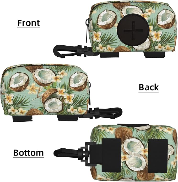 Coconut Flower Palm Leaf Pet Waste Bag Dispenser 0.2L | Portable Dog Poop Holder Waste Bag With Zipper Park Doggy Walking Accessory