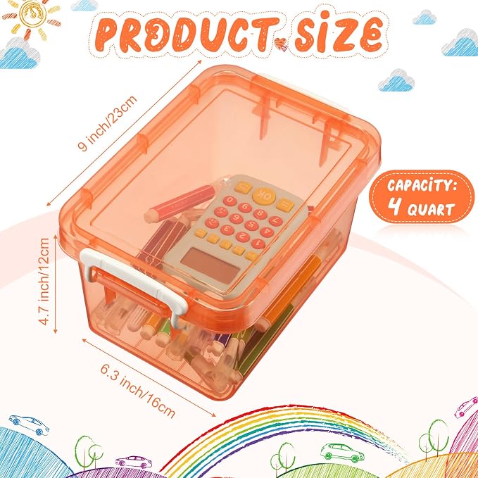 12 Pack Colorful Plastic Storage Bins with Lids 4 Quart Small Storage Latch Box Stackable and Nestable Clear Organizer Bins with Latching Handle and Buckle for Organizing (Colorful)
