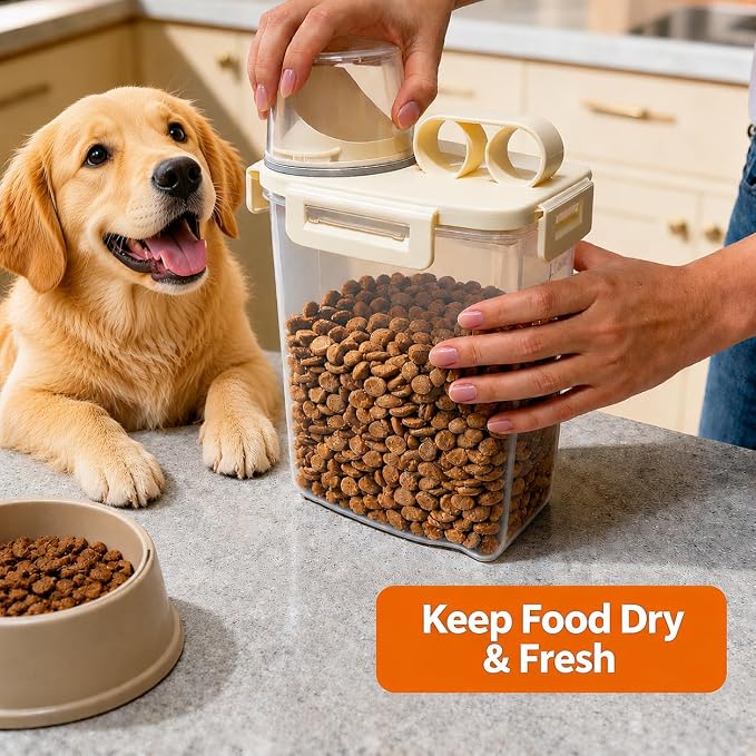 2 Lbs Small Cat Dog Food Storage Container for Bird Seed, Pet Food, 2 Pack | 2QT Versatile Dry Food Bin Portable Dispenser with Wide-Mouth Pour Spout for Rice, Flour, Cereal, Storage and Organization