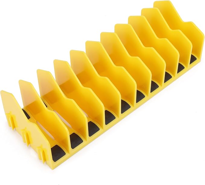 HURRICANE Plier Organizer Rack, 10-Slot Pliers Cutters Rack with Non-Slip Rubber Base, Tool Drawer Toolbox Organizer and Storage, Extendable Design, Fit 3” H, 1 Pack, Yellow