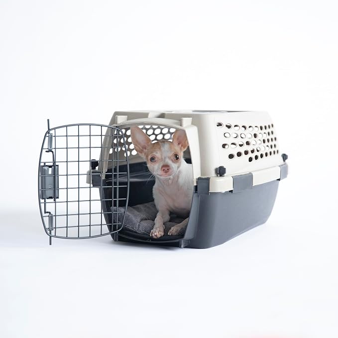 Petmate Vari Dog Kennel, Carrier, XS 19in, Up to 10lbs, Taupe | Airline Friendly and Made of Durable Plastic, This Pet Crate Works Great for Home and Travel