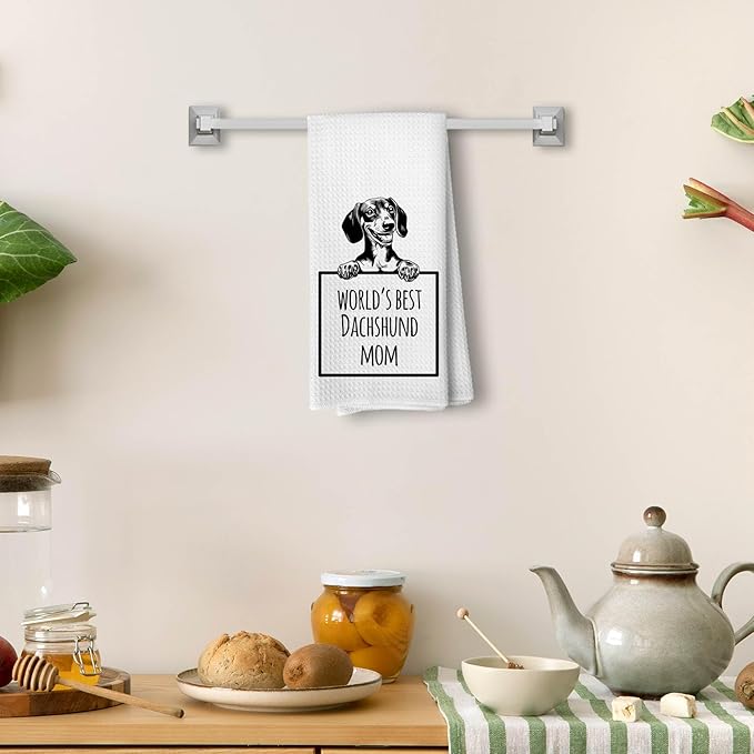 Funny Dachshund Dog Kitchen Towels and Dishcloths, Dachshund Gifts for Women, Weiner Dog Gift, Gifts for Dogs Mom Lovers Drying Cloth Hand Towels for Bathroom Kitchen Decor, 16x24 Inches