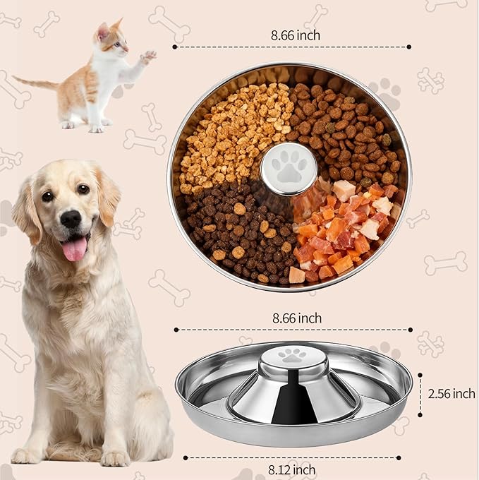 Stainless Steel Dog Bowls, Thickened Durable Replacement Bowls,Feeder Pet Bowl for Cat or Dog Food or Water Dish, for Fast Eating Large Breed, Metal Slow Feeder Dog Bowl Fits