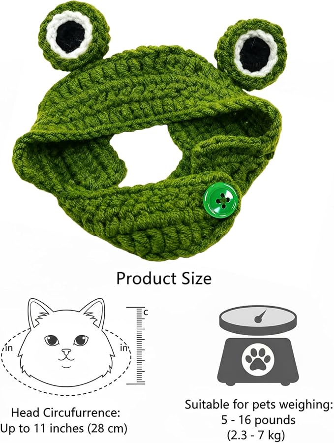 Cute Cat Hat Costume Suitable for 5 to16 lbs - Hats for Cats Head Circumference 11" or Less Kitten Outfits pet Photography Outfits