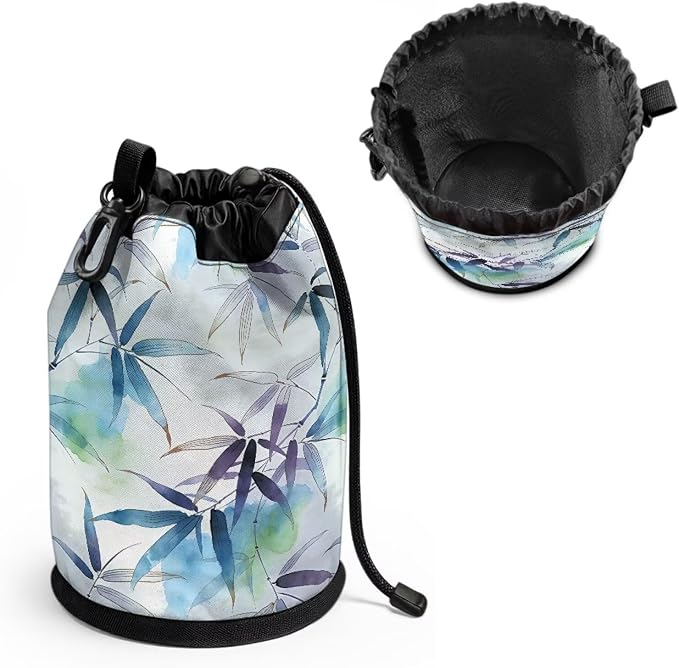 Clothespin Drawstring Bag, Bamboo Branch Print Portable Laundry Peg Organizer Pouch with Multi-Hang Design, Storage for Clips, Perfect for Drying Rack, Camping, Beach, Dorm