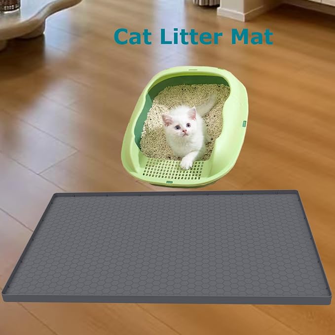 Under Sink Mat 25 x 19, Silicone Under Sink Mats for Kitchen Waterproof, Under Sink Liner, Easy to Clean Bathroom Cabinet Mat Organizers and Storage, Grey