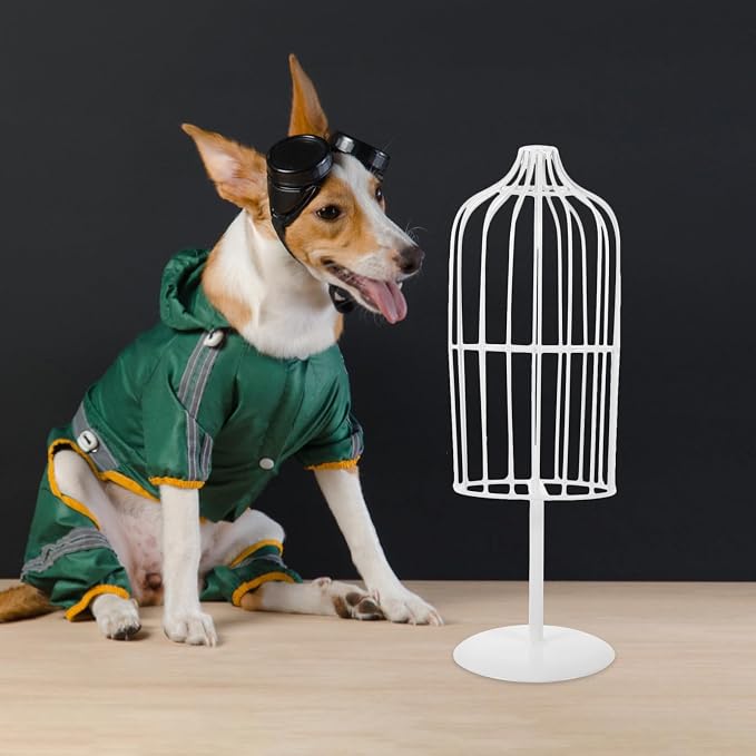 Happyyami White Iron Pet Clothes Hanger for Cat and Dog with Excellent Durability and Flexibility, Unique Design Model Rack for Indoor and Outdoor Clothing Display