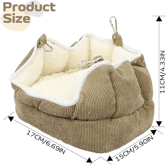 QBLEEV Bird Nest House, Parrot Winter Warm Bed for Cage Hanging Hammock | Soft plush snuggle hut tent, parrot cage accessories hideaway sleeping bed for budgie parakeet cockatiel conure lovebird