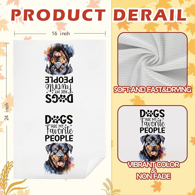 SPBL&L Rottweiler Dog Kitchen Towels Set of 4, Gifts for Women, Decorative Hand Towels for Bathroom, Tea Dish Towels for Kitchen, 16x24 Inches