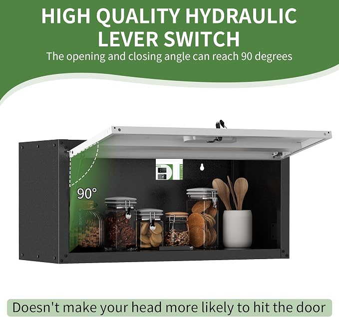 Metal Garage Wall Mounte Cabinet with 1 Up-flip Locking Door,Gray | Heavy Duty Steel Storage Cabinets,Tool Cabinets for Garage,Kitchen,Warehouse,Office,Assembly Required
