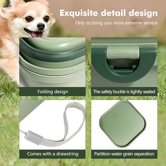 Collapsible Dog Bowls, Travel Food and Water Double Bowl for Cats & Dogs, 2-in-1 Portable BPA-Free Feeding Solution, Perfect for Traveling, Camping & Walking (S/ 60oz)