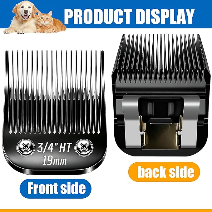 Dog Grooming Replacement Blades Compatible with Andis Dog Clippers,Most OsterA5, Wahl KM Series Pet Clippers for Animal Dog,Cat,Horse (Black-3/4 HT)
