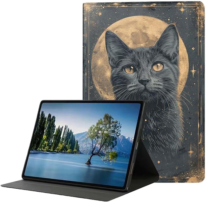 for Samsung Galaxy Tab A 8.0 2019(SM-T290/T295) Tablet Case,Premium Leather Folio Stand Auto Wake/Sleep,Multiple Viewing Stand,Tarot Mystical Black Cat