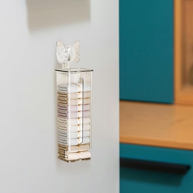 2pcs Elegant Wall Mounted Underwear Organizer with Protective Cover, Pet Material Hanging Storage Rack for Socks and Underwear, Space-Saving Design with Easy Installation