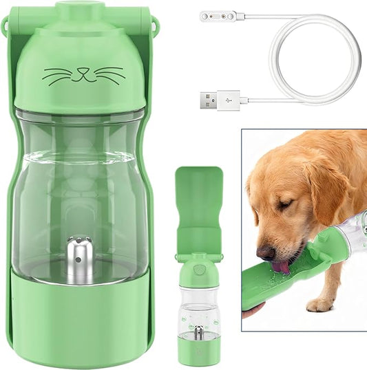 Amerisun Portable Dog Water Bottle with Ozone Purification - Active Oxygen Puppy Water Bowl & Dispenser for Travel, Improves Taste and Boosts Immunity for Pet Health Care Water Bottle (Green)
