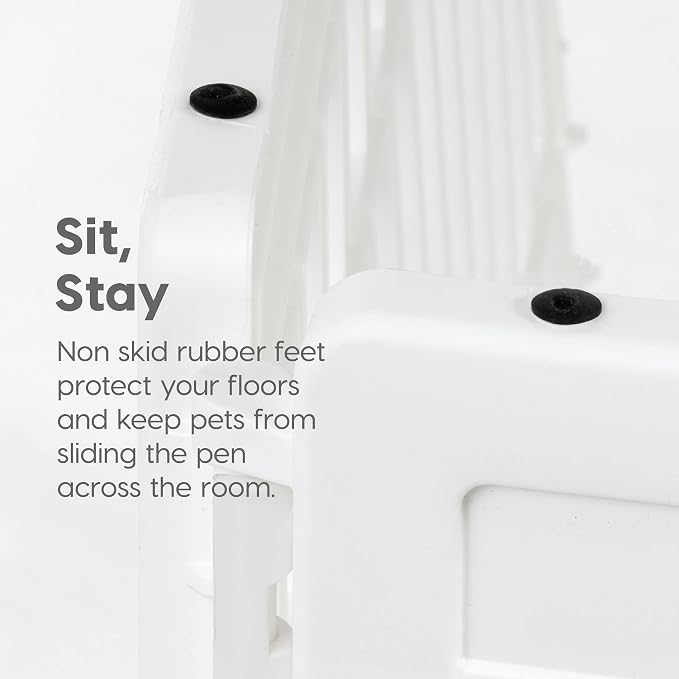 IRIS USA 4-Panel Dog Playpen, Pet Enclosure, White | Puppy Training, Configurable Layout, Multi-Shape Setup, Custom Pen Configuration, Secure Door Latch, Stable Non-Tip Base