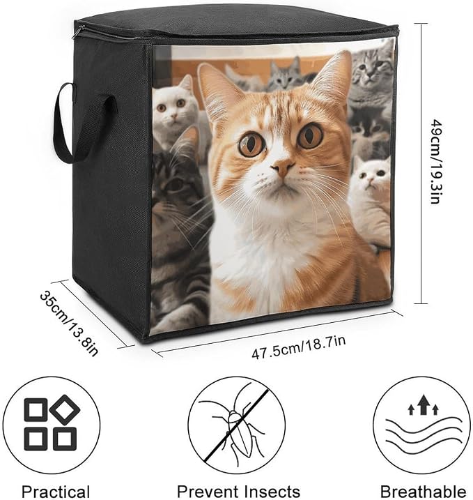 Funny Pet Cat Storage Bags with Reinforced Handles,Moving Bag with Zipper,Closet Organizers,Compression Packing Cubes