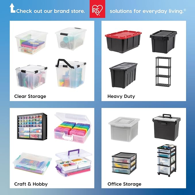 IRIS USA 6-Pack 13 Quart Storage Bins with Lids, Clear | Transparent design makes contents easy to find. Ideal for shoes, photos, documents, and small essentials. Nestable design