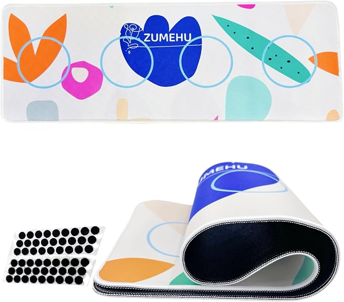Dog Communication Buttons Mat with 4 Fixed Button Spots, Non Slip Pet Talking Button Pad with 27 Pairs Hook and Loop Fasteners, Pet Speech Button Organizer for Buttons, Cat & Dog Training