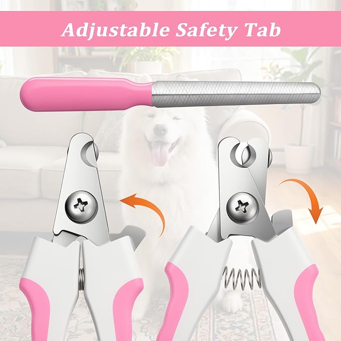 4 PCS Professional Pet Claws Nail Clipper Trimmers, Dogs and Cats Grooming Tools, Metal Dog Comb for Small, Medium and Large Breeds, Cats, Rabbits, Guinea Pigs with Safety Guard to Avoid Over Cutting