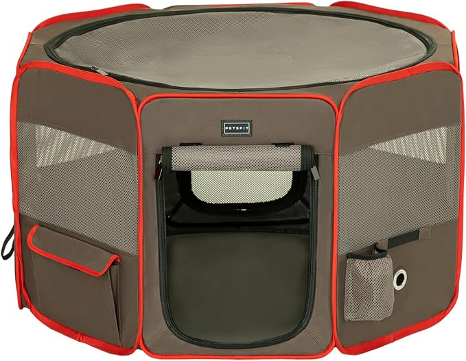 Petsfit Portable Dog Playpen 36" Portable Pet Play Pens for Small Medium Dogs, Puppy Playpen Indoor/Outdoor with Carring Case, Removable Zipper Top and Bottom,Medium (36"x36"x21") | Dual Zipper Doors, Sturdy Foldable, Removable Mesh Top, Leakproof Bottom