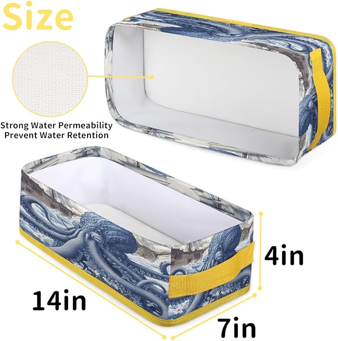 Stylish Octopus Bathroom Storage Basket Waterproof Foldable Storage Bins with Handles Decorative Toilet Paper Storage Basket for Organizing for House Bathroom Toiletries