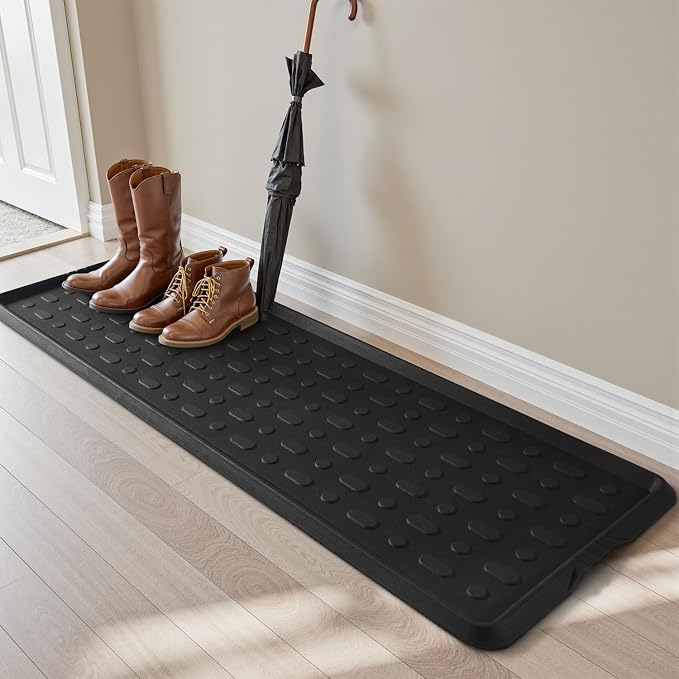 tchdio Durable Rubber Boot Tray and Shoe Mat for Entryway - Heavy Duty Waterproof Shoe Tray Organizer, Non Slip Boot Trays for Front Door, Entryway Muddy Shoes Storage, 16x48 Inches