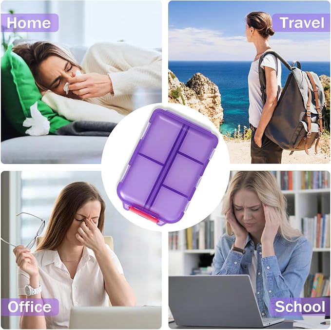 2PCS 7-Day Pill Organizer with Labels – Travel Pill Case, Daily Medication Organizer | Compact & Secure | Fits in Pocket/Purse (3.7” x 2.4”)