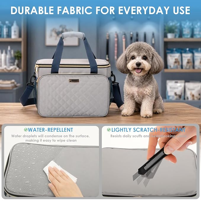 Modoker Dog Grooming Vacuum Bag, Pet Grooming Kit Organizer Bag, Gray