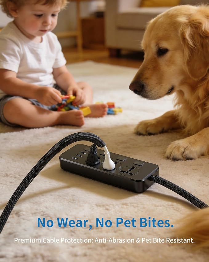 Yecaye 30ft - 1/2 inch Cord Protectors from Pets no Chew, Black | Split Cable Management Sleeves, Wire Loom Tubing for TV USB Cord Protector, Cord Covers for Pets Bite-Resistant