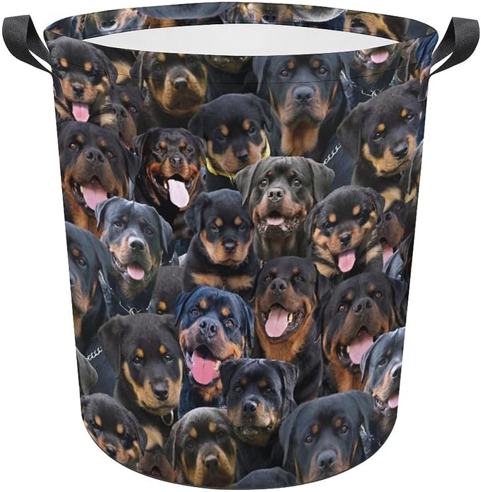 Large Laundry Hamper for Rottweiler Lover, Cute Rottweiler Dog Print Laundry Basket, Collapsible Storage Bin, Waterproof Organizer for Bedroom Bathroom, Gifts for Rottweiler Mom Dog Owner