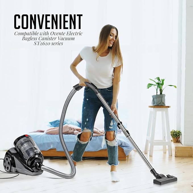 OVENTE Canister Vacuum Accessory Holder for ST2620 Series, Black ACPST2679 | Clip On Organizer for Crevice Tool or Pet Hair Brush for Quick Access, Durable and Easy to Use Attachment