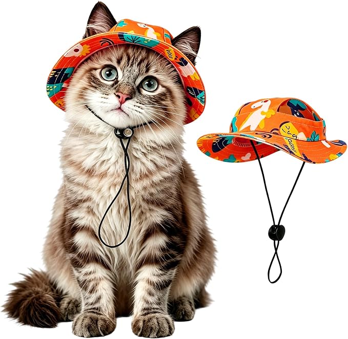 Cat Hats for Cats Only, Cat Sun Hat Sphynx Hat with Ear Hole Kitten Headwear Sun Sombrero Caps Summer Cat Cowboy Hats, Pet Chihuahua Sunscreen Baseball Outdoor Cap,Dinosaur