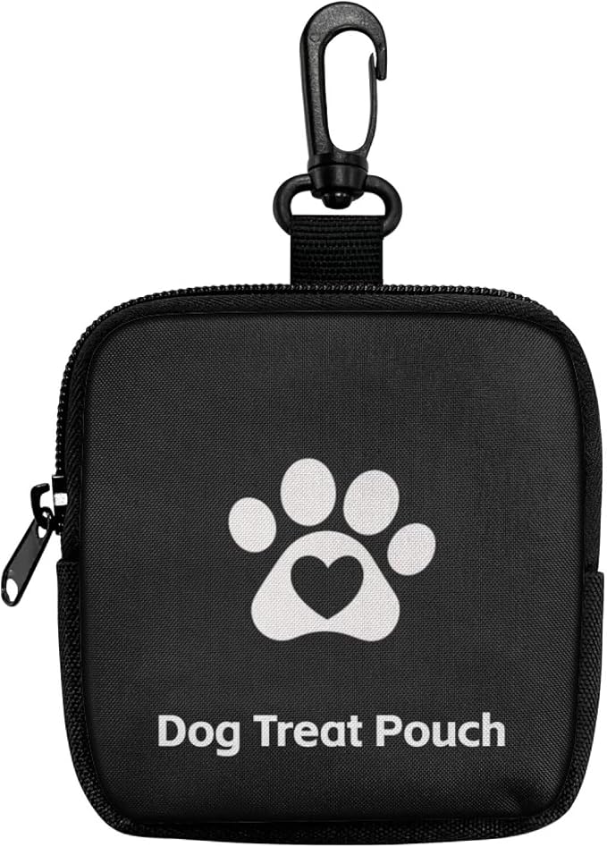 Black Dog Treat Pouch, Multifunctional Pouch for Outdoor Activities and Pet Walks, Multi-Functional Puppy Snack Storage Bag, Travel Pet Treat Container for Dog Owners and Trainers