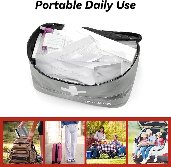 Faylapa Empty First Aid Bag, 10.2x5.5x5.5 inches Portable Outdoor First Aid Medical Storage Bag, Multi-Function Emergency Medicine Storage Organizer for Home Outdoor Travel Car Camping Hiking