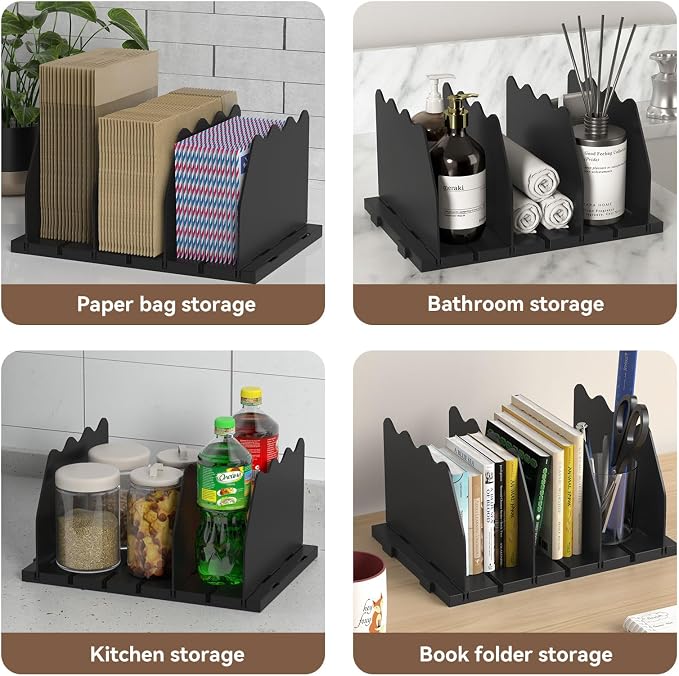 SOYO Adjustable Shelf Dividers for Closet, Purse Organizers for Bag, Black | Acrylic Handbag Storage Pocketbook Organizer, Bookshelf Separators for Bedroom Armoire Wardrobe Office Cabinet
