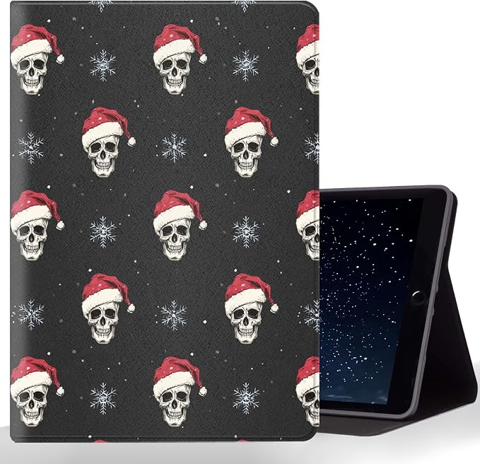 Tablet Case for iPad Air 13" M3/M2,iPad Pro 12.9" 6th/5th/4th/3rd Generation,Shockproof Protective Cover with Stand,Auto Wake/Sleep,Christmas Skull