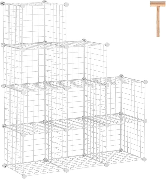 C&AHOME Wire Cube Storage, 9-Cube Organizer Metal, Wire C Grids Storage, Storage Bins Shelf, Modular Bookshelf, Closet Cabinet Ideal for Home, Living Room, Office 36.6”L x 12.4”W x 48.4”H White | Storage Bins Shelf, Modular Bookshelf Units, Closet Cabi...