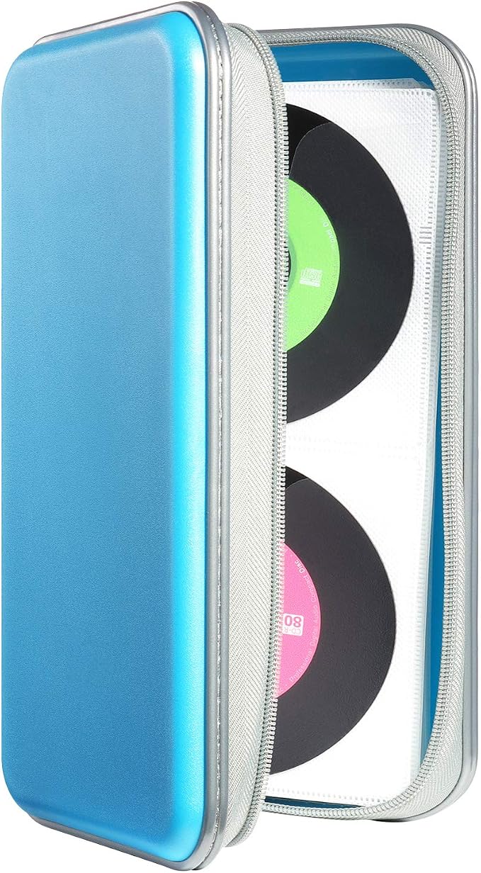 UENTIP CD Case,96 Capacity Hard Plastic DVD Case Holder for Car Home Travel | CD DVD Storage,Zipper Closure,Scratch-Resistant Sleeves,Stay Away Dust and Damp,Storage Music Video Gaming Discs Blu-ray